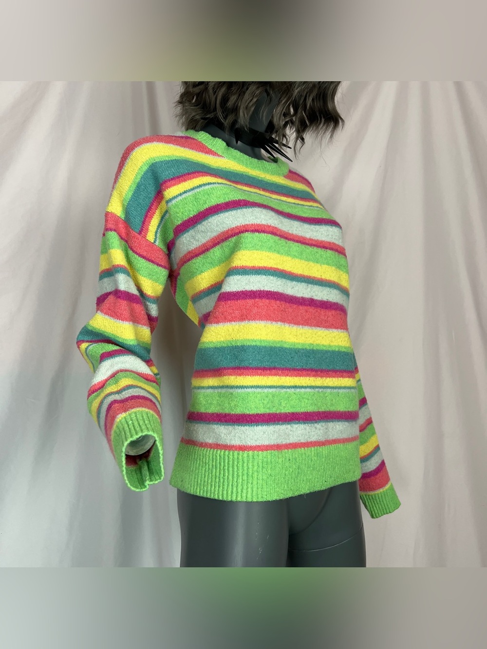 Crayola Vibrant Neon Stripes Crewneck Sweater